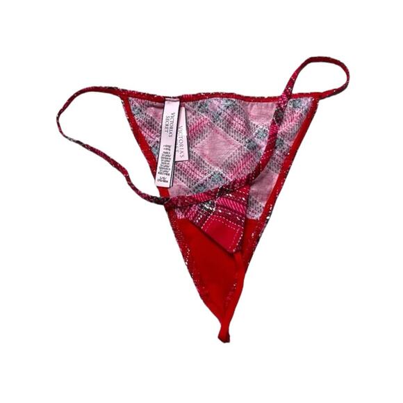 Victoria’s Secret Foil Plaid V-String Panty Size Large - Picture 2 of 2
